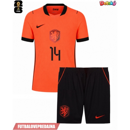Lacne Dětský Futbalové dres Holandsko Tijjani Reijnders #14 MS 2026 Krátky Rukáv - Domáci (+ trenírky)